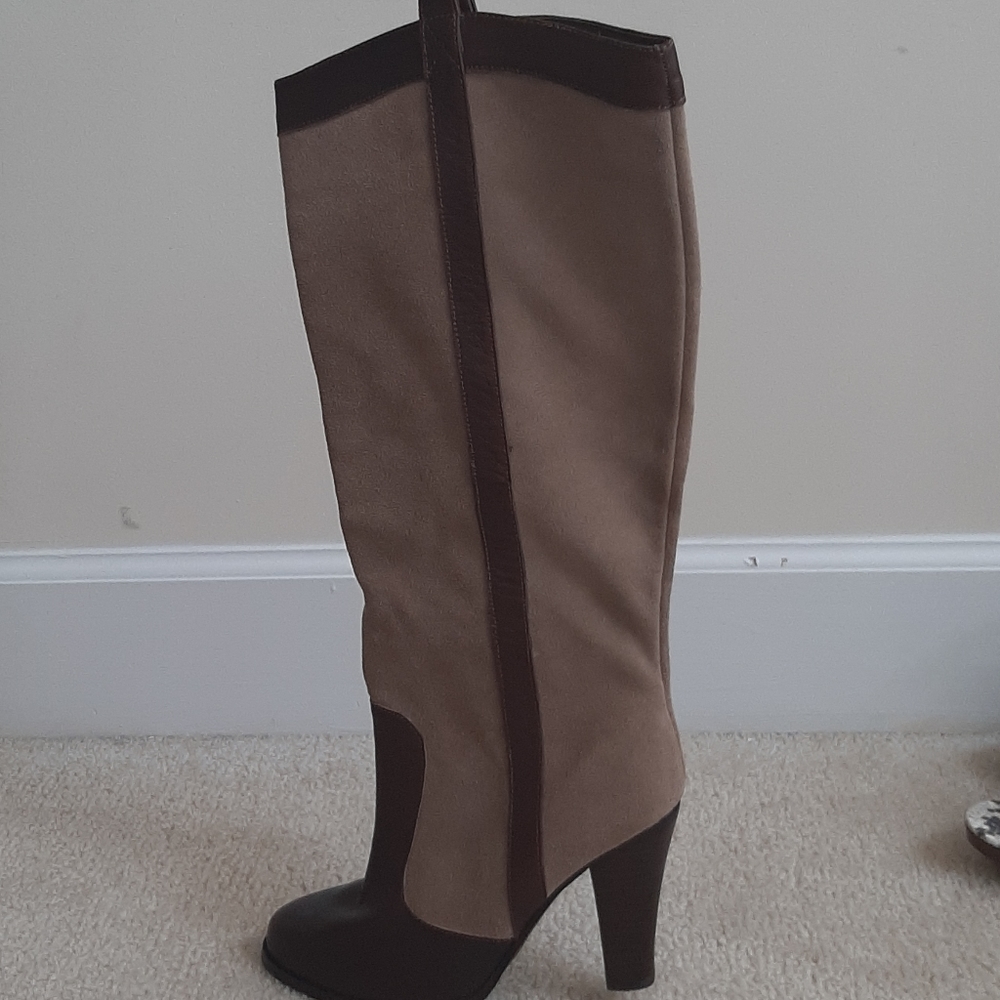 Colin Stuart Tan/Brown Leather Knee High Boots - Picture 3 of 3